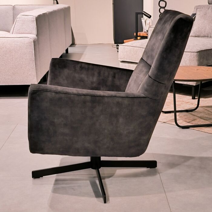 INHOUSE Fauteuil Benia groen velvet + Hocker