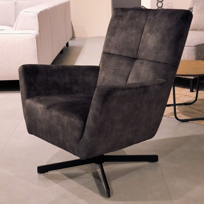 INHOUSE Fauteuil Benia groen velvet + Hocker