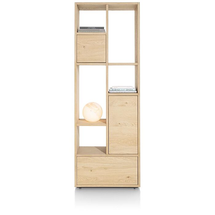 Lugana, Roomdivider 76 Cm - 2-Deuren + 1-Lade + 5-Niches - Natural