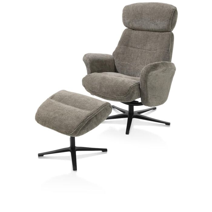 Lazaro, Relaxfauteuil (Incl. Poef) - Stof Livigno - Bruin