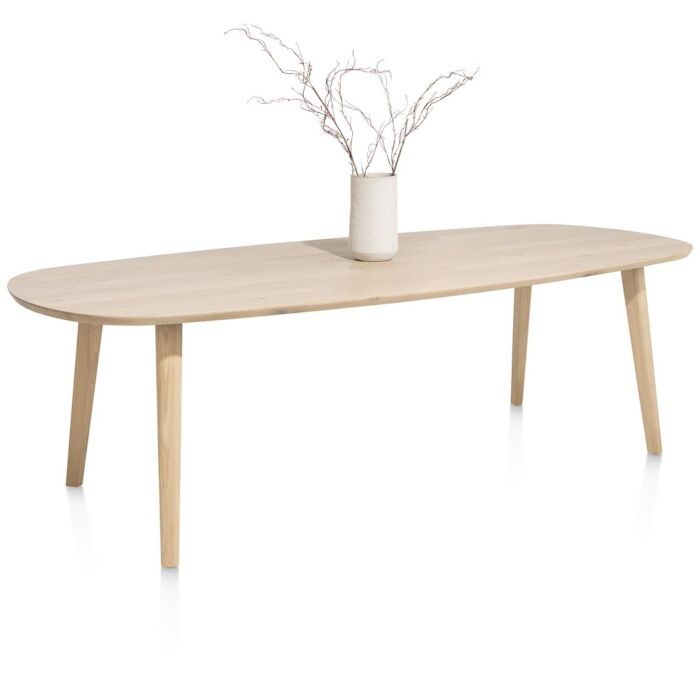 Odda, Eetkamertafel 260 X 110 Cm - Deens Ovaal Blad Met Houten Poot - Natural