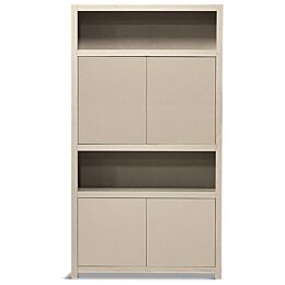 Boekenkast Diamond Taupe 120cm 4 Deuren 2 Open Vakken