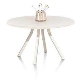 Lund, Eetkamertafel Rond 140 Cm. - Stone-Skin - Centrale Poot Kort - Nebbia